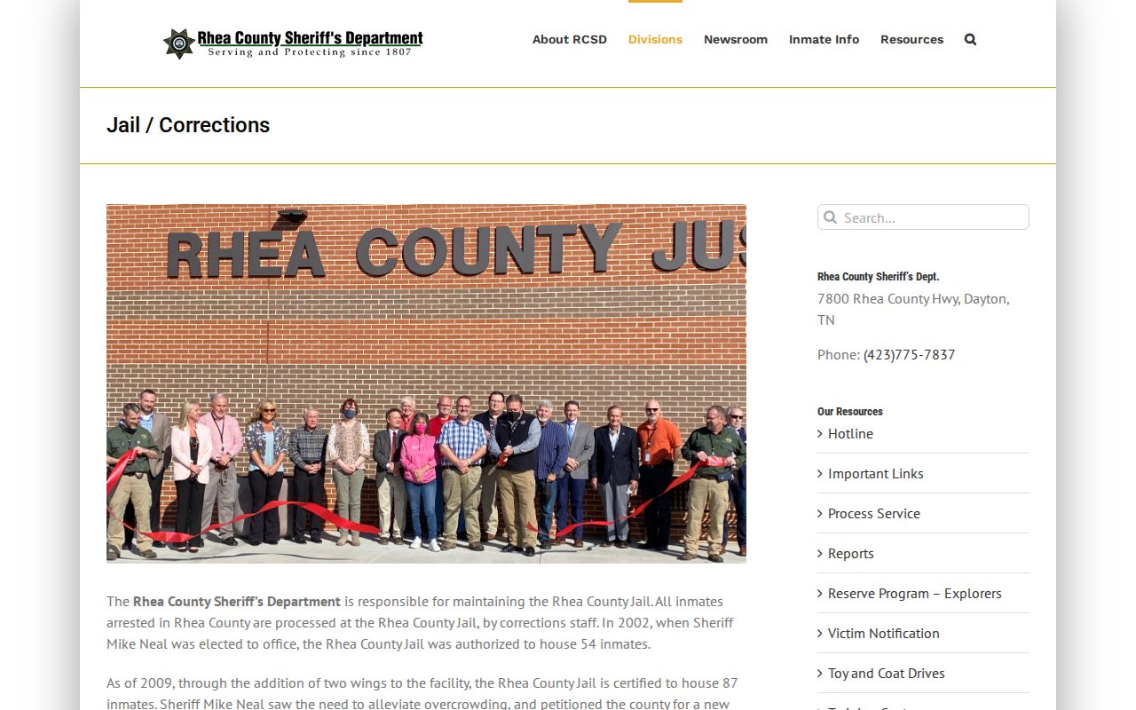 Rhea County Jail release records and official operator information