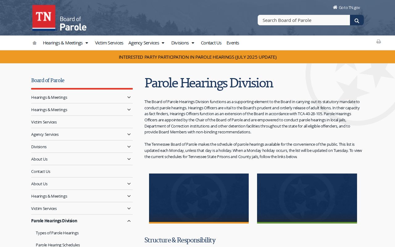 Rhea County parole hearing and release decision information
